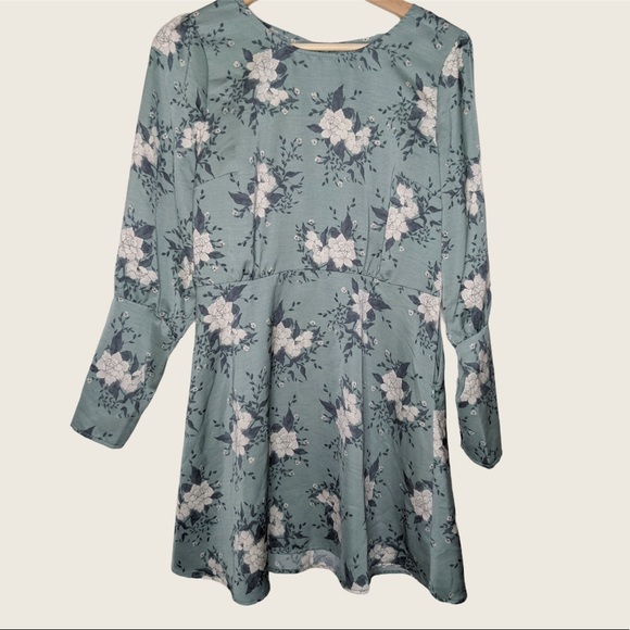 Free People Floral Mini Dress in Green and White - Picture 2 of 9